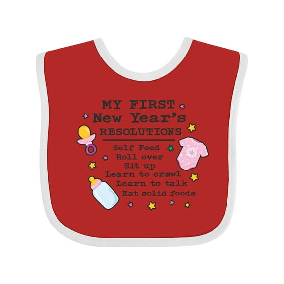 Inktastic My First New Years Resolutions with Baby Clip Art and Stars Girls Baby Bib