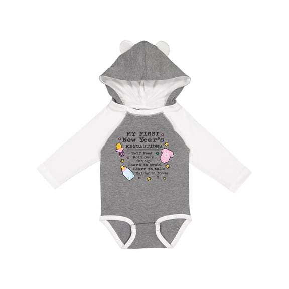 Inktastic My First New Years Resolutions with Baby Clip Art and Stars Girls Long Sleeve Baby Bodysuit