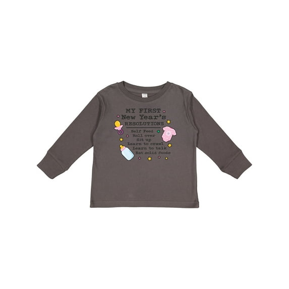 Inktastic My First New Years Resolutions with Baby Clip Art and Stars Girls Long Sleeve Toddler T-Shirt