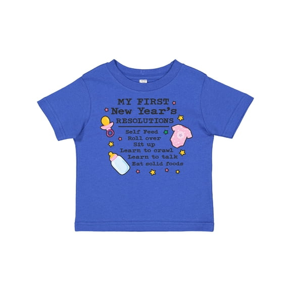 Inktastic My First New Years Resolutions with Baby Clip Art and Stars Girls Toddler T-Shirt