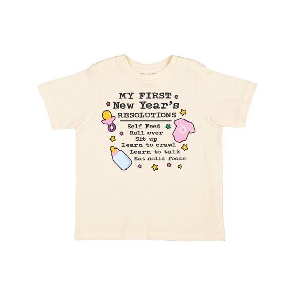 Inktastic My First New Years Resolutions with Baby Clip Art and Stars Girls Toddler T-Shirt