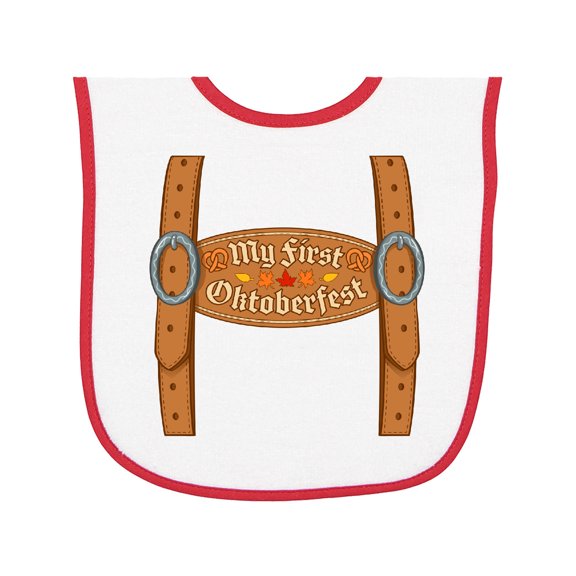 Inktastic My First Oktoberfest Leiderhose Overalls Baby Terry Cloth Bib