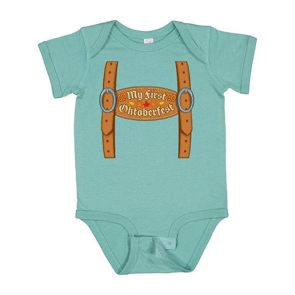 Inktastic My First Oktoberfest Leiderhose Overalls Boys or Girls Baby Bodysuit