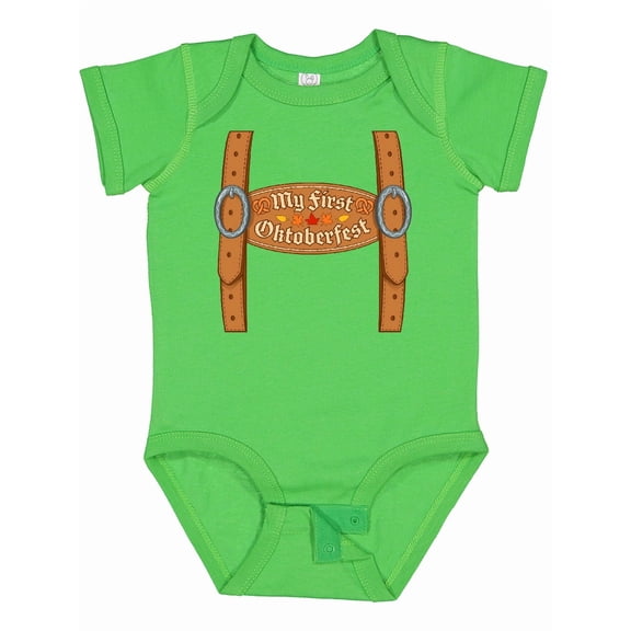 Inktastic My First Oktoberfest Leiderhose Overalls Boys or Girls Baby Bodysuit