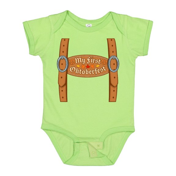 Inktastic My First Oktoberfest Leiderhose Overalls Boys or Girls Baby Bodysuit