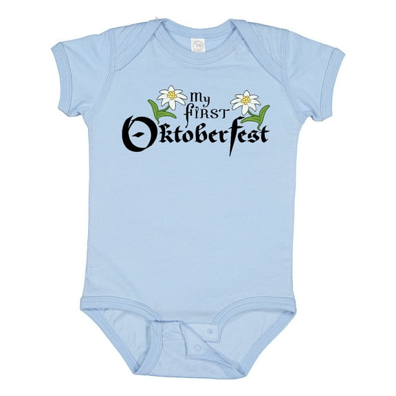 Inktastic My First Oktoberfest with Edelweiss Flowers Boys or Girls Baby Bodysuit