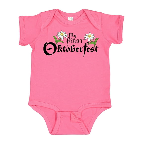 Inktastic My First Oktoberfest with Edelweiss Flowers Boys or Girls Baby Bodysuit