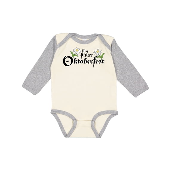 Inktastic My First Oktoberfest with Edelweiss Flowers Boys or Girls Long Sleeve Baby Bodysuit