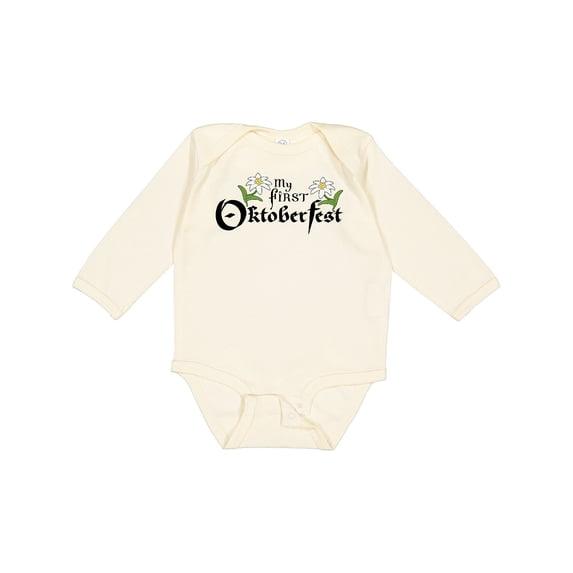 Inktastic My First Oktoberfest with Edelweiss Flowers Boys or Girls Long Sleeve Baby Bodysuit