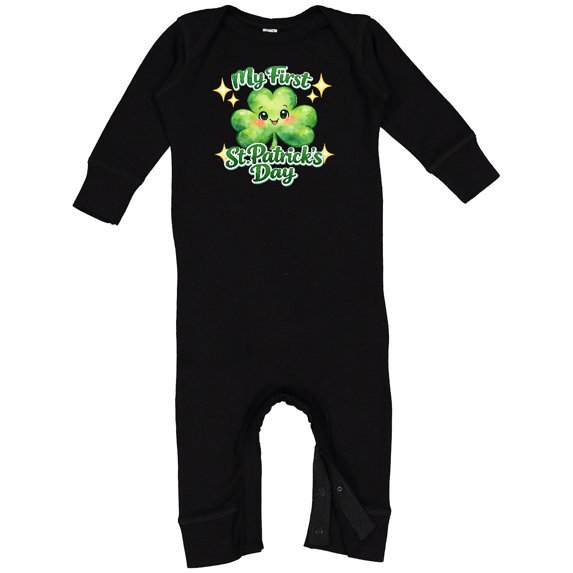 Inktastic My First St. Patrick's Day Shamrock Baby Romper Coveralls