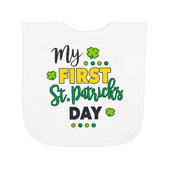 Inktastic My First St Patrick's Day with Shamrocks Baby Terry Cloth Bib