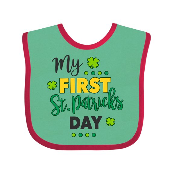 Inktastic My First St Patrick's Day with Shamrocks Boys or Girls Baby Bib