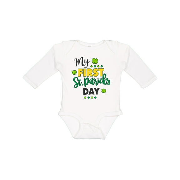 Inktastic My First St Patrick's Day with Shamrocks Boys or Girls Long Sleeve Baby Bodysuit