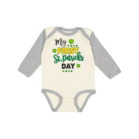 Inktastic My First St Patrick's Day with Shamrocks Boys or Girls Long Sleeve Baby Bodysuit