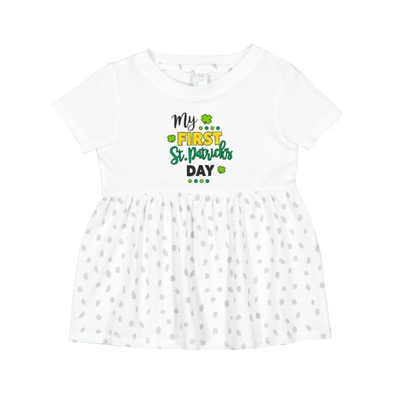Inktastic My First St Patrick's Day with Shamrocks Girls Baby Dress