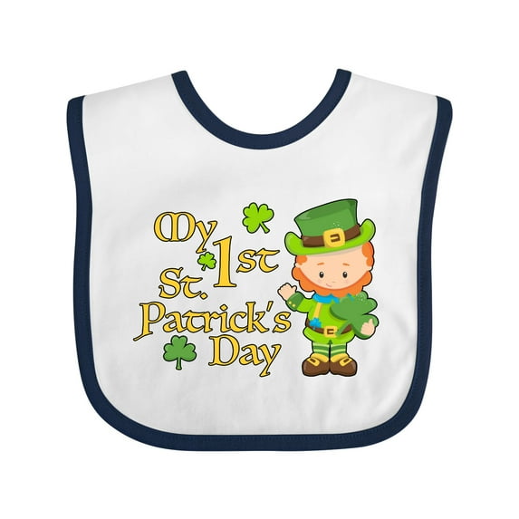 Inktastic My First St. Patricks Day Leprechaun and Shamrocks Boys or Girls Baby Bib