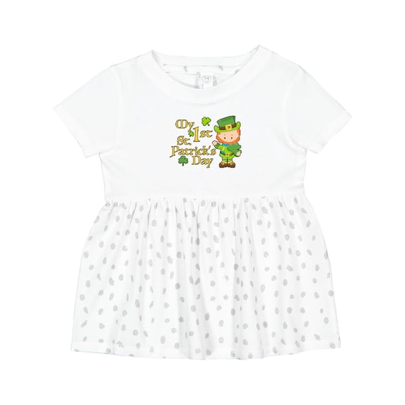 Inktastic My First St. Patricks Day Leprechaun and Shamrocks Girls Baby Dress