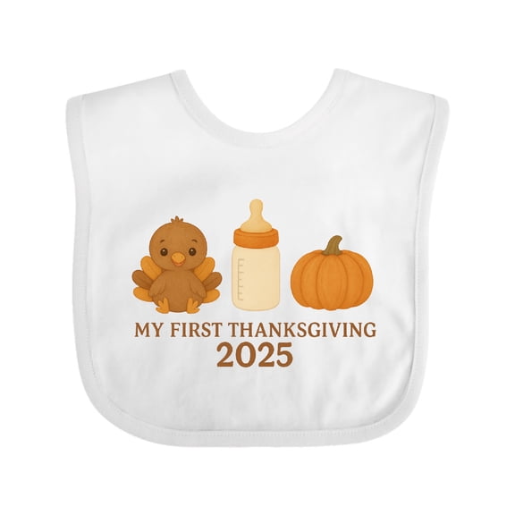 Inktastic My First Thanksgiving 2025 Baby Boys or Girls Baby Bib
