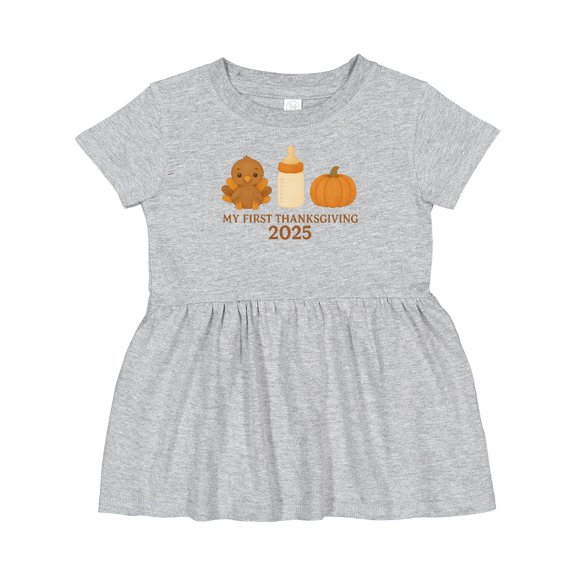 Inktastic My First Thanksgiving 2025 Baby Girls Baby Dress