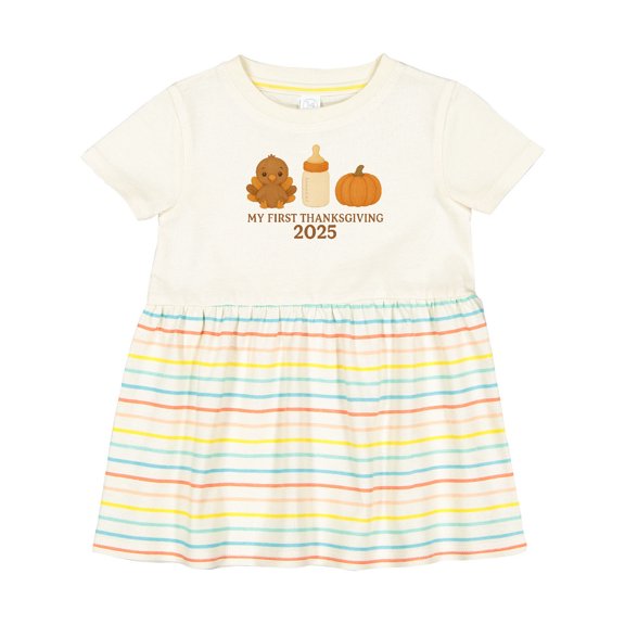 Inktastic My First Thanksgiving 2025 Baby Girls Baby Dress