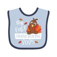 thumbnail image 1 of Inktastic My First Thanksgiving 2025 Cute Turkey Boys or Girls Baby Bib, 1 of 4