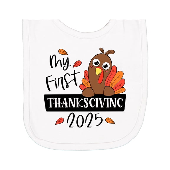 Inktastic My First Thanksgiving 2025 Cute Turkey Newborn Bib