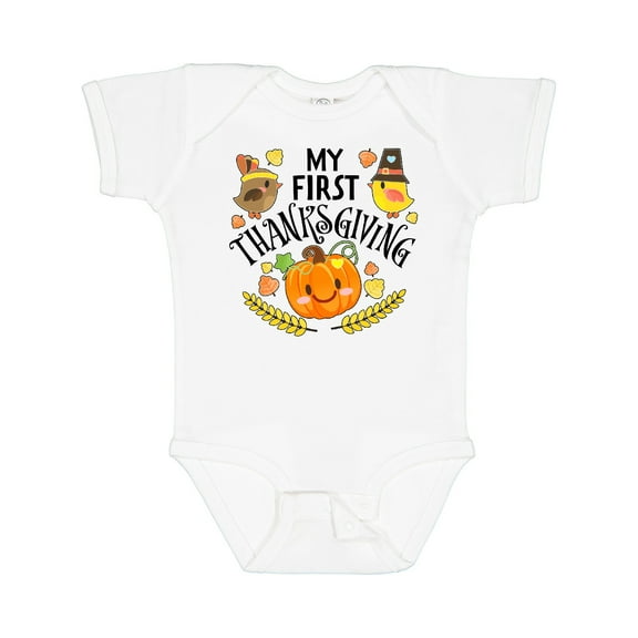 Inktastic My First Thanksgiving Autumn Birds, Pumpkin Boys or Girls Baby Bodysuit