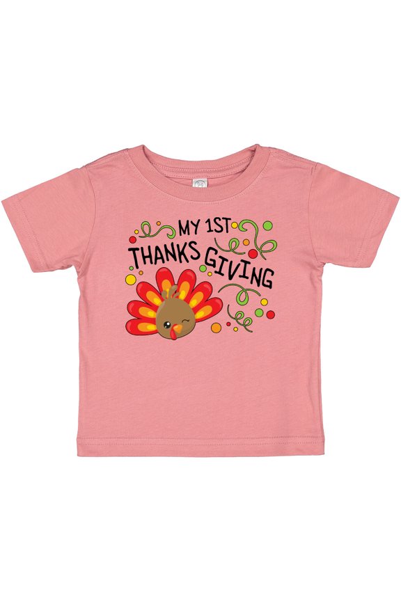 My First Thanksgiving Cute Turkey Boys or Girls Baby T-Shirt
