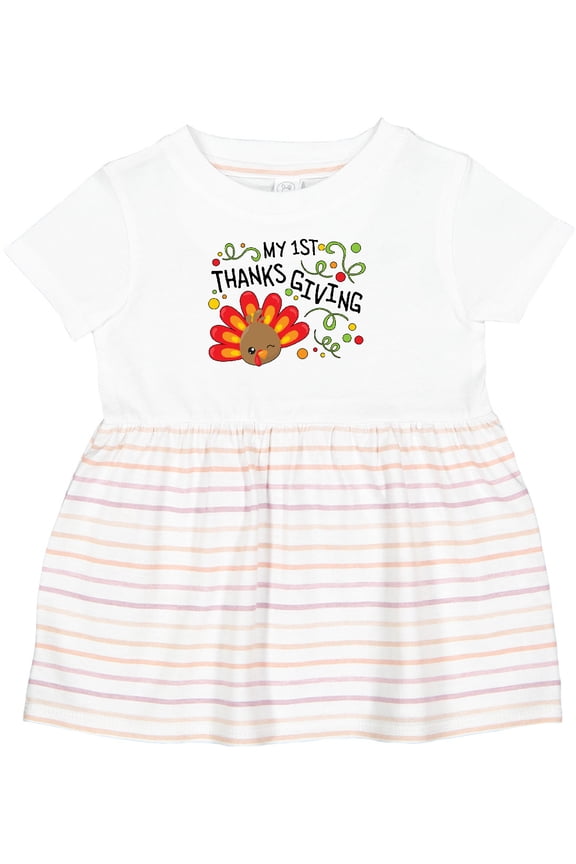 My First Thanksgiving Cute Turkey Girls Baby Dress