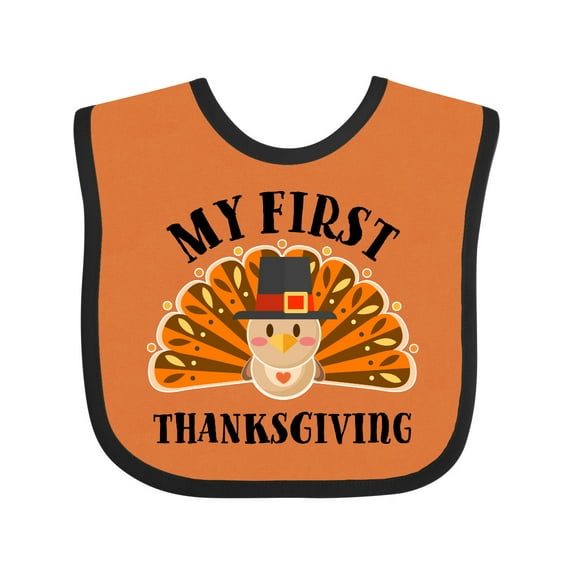 Inktastic My First Thanksgiving Cute Turkey Pilgrim Hat Boys or Girls Baby Bib
