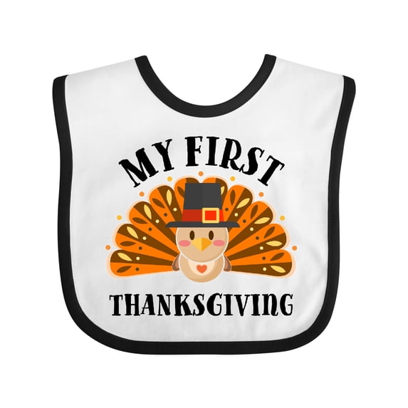Inktastic My First Thanksgiving Cute Turkey Pilgrim Hat Boys or Girls Baby Bib