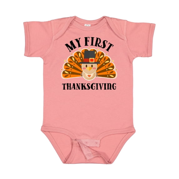 Inktastic My First Thanksgiving Cute Turkey Pilgrim Hat Boys or Girls Baby Bodysuit
