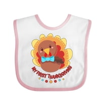 Inktastic My First Thanksgiving Cute Turkey with Bow Tie Boys or Girls Baby Bib