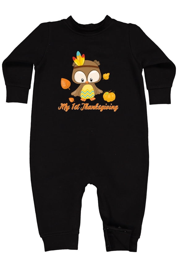 My First Thanksgiving Owl Baby Fleece Romper