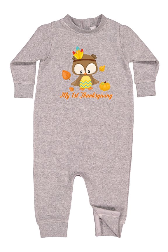 My First Thanksgiving Owl Baby Fleece Romper