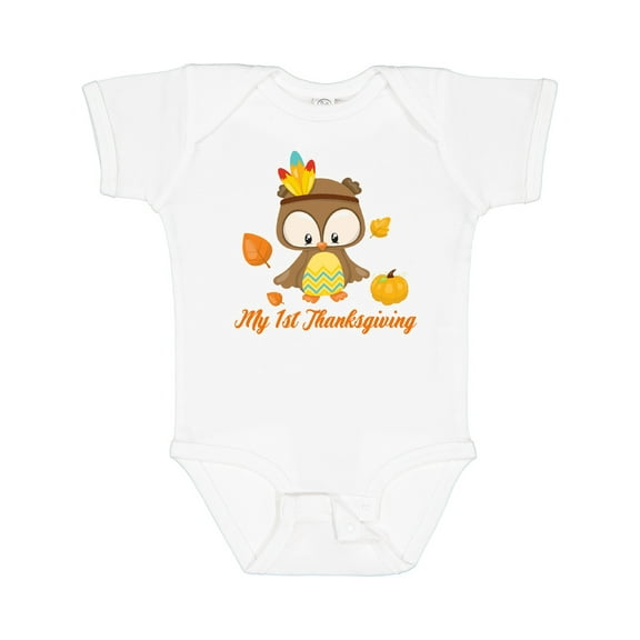 Inktastic My First Thanksgiving Owl Boys or Girls Baby Bodysuit