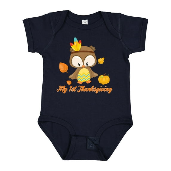 Inktastic My First Thanksgiving Owl Boys or Girls Baby Bodysuit