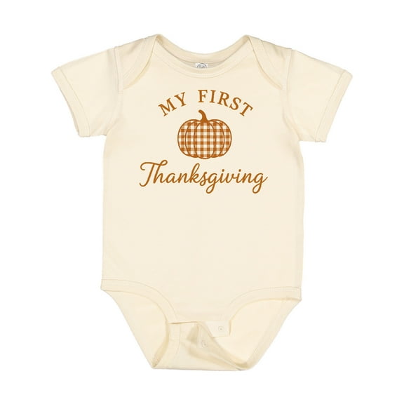 Inktastic My First Thanksgiving Plaid Pumpkin Boys or Girls Baby Bodysuit
