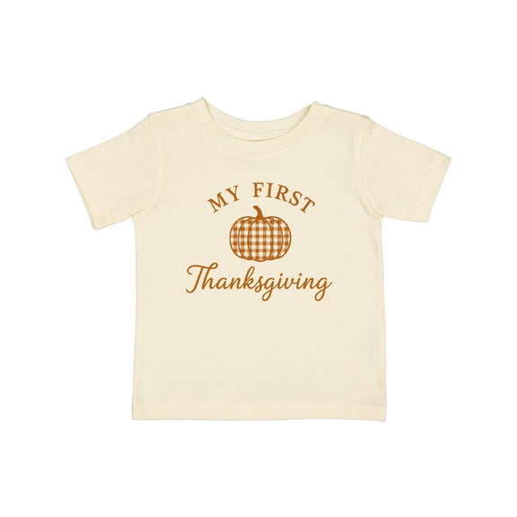 Inktastic My First Thanksgiving Plaid Pumpkin Boys or Girls Baby T-Shirt