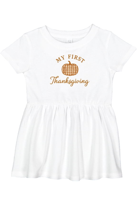My First Thanksgiving Plaid Pumpkin Girls Baby Dress