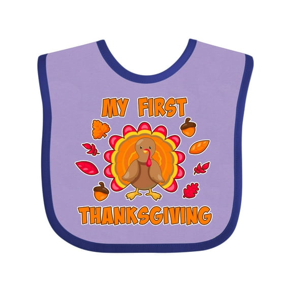 Inktastic My First Thanksgiving with Cute Turkey Boys or Girls Baby Bib