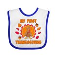 thumbnail image 1 of Inktastic My First Thanksgiving with Cute Turkey Boys or Girls Baby Bib, 1 of 4