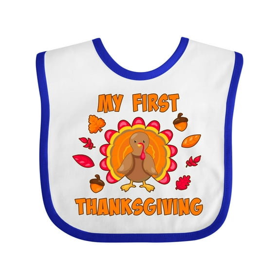 Inktastic My First Thanksgiving with Cute Turkey Boys or Girls Baby Bib