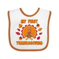 thumbnail image 1 of Inktastic My First Thanksgiving with Cute Turkey Boys or Girls Baby Bib, 1 of 4