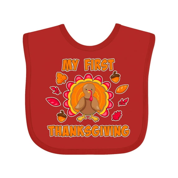 Inktastic My First Thanksgiving with Cute Turkey Boys or Girls Baby Bib