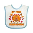 thumbnail image 1 of Inktastic My First Thanksgiving with Cute Turkey Boys or Girls Baby Bib, 1 of 4