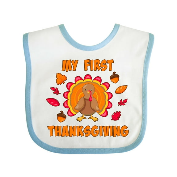 Inktastic My First Thanksgiving with Cute Turkey Boys or Girls Baby Bib