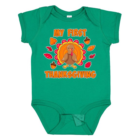Inktastic My First Thanksgiving with Cute Turkey Boys or Girls Baby Bodysuit