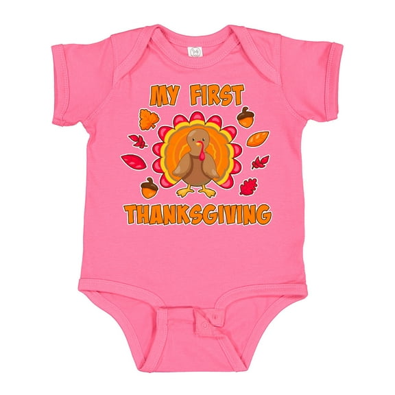 Inktastic My First Thanksgiving with Cute Turkey Boys or Girls Baby Bodysuit