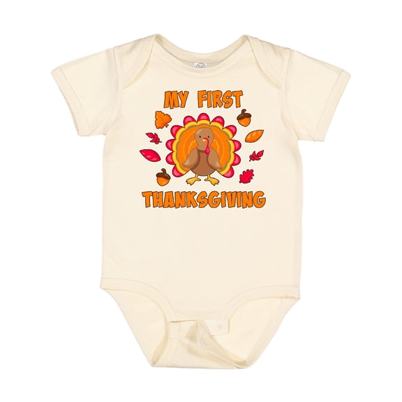 Inktastic My First Thanksgiving with Cute Turkey Boys or Girls Baby Bodysuit
